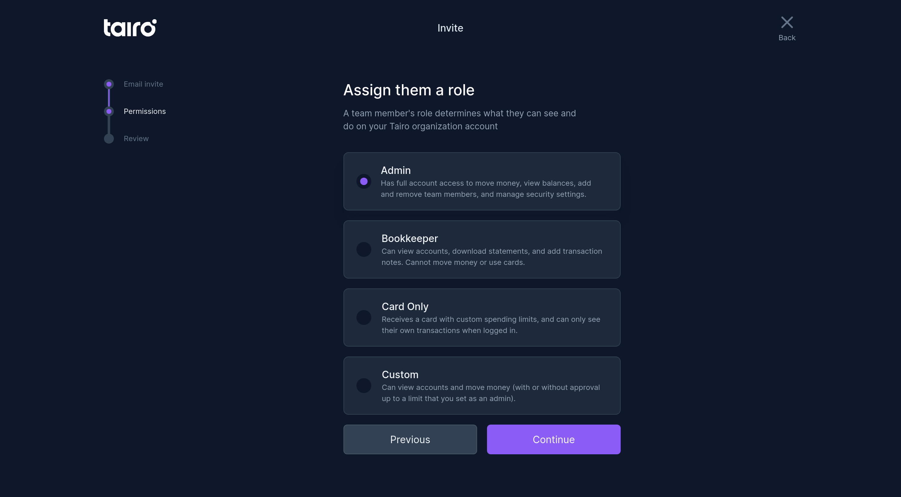 Tairo - Invite - Step 2