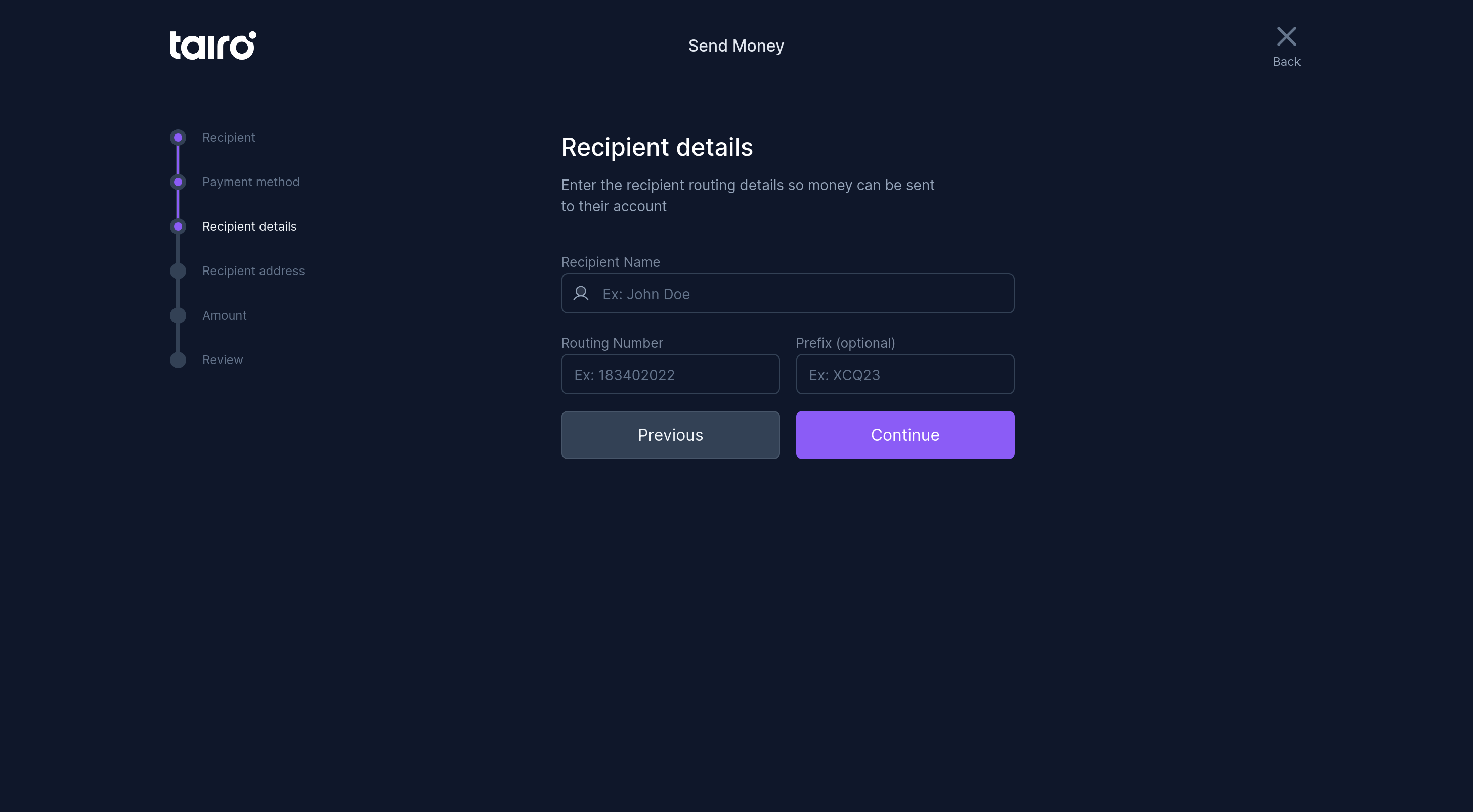 Tairo - Send - Step 3